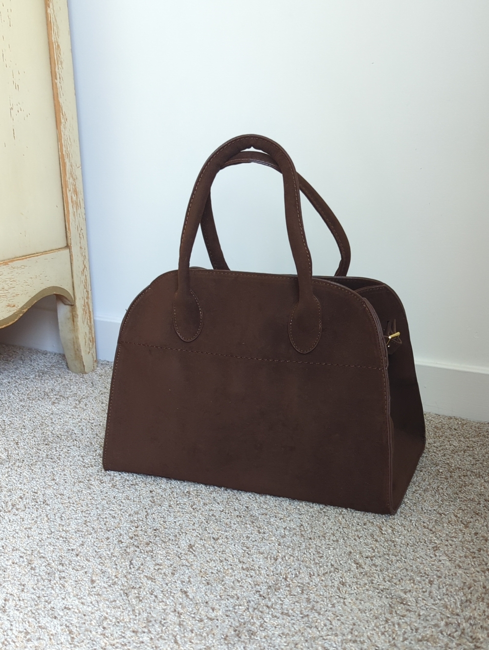 Brown Faux Suede Dome Tote